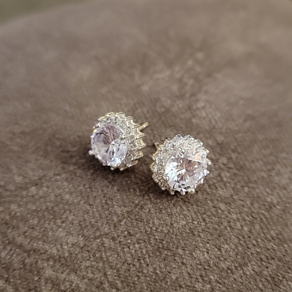 3/$30 Formal Bridal Halo Crystal Nebula Post Earrings - Picture 2 of 4